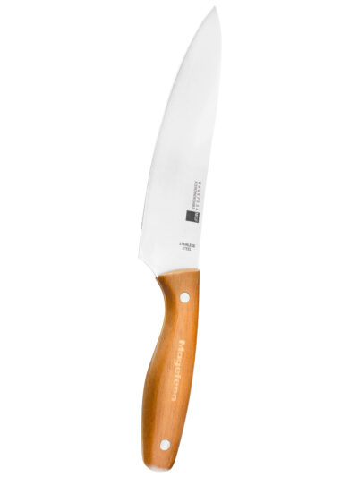 Cuchillo MAGEFESA mag Wood Acero Inoxidable, Mango ergonómico, fácil Limpieza, Mango de Madera con Doble Remache (Chef)