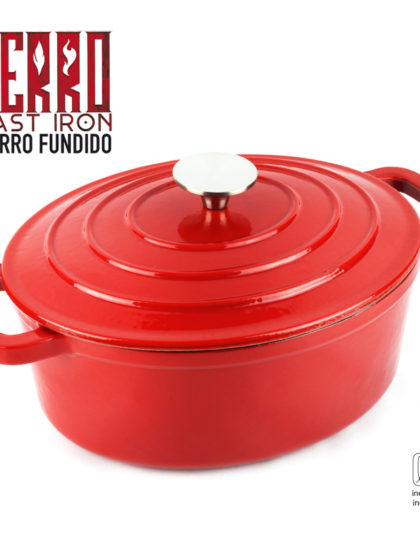 Olla de Hierro fundido Ferro by Sergi AROLA, óptima retención y Reparto del Calor, Especial para INDUCCIÓN, Apto para Horno, Ahorro de energía, fácil Limpieza Larga Durabilidad