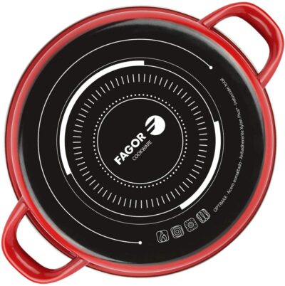 Fagor Olla OPTIMAX. Olla Antiadherente Doble Capa, Acero esmaltado de 1,5mm de Espesor, Compatible con Toda Clase Cocina, inducción, cerquillo de Acero Inoxidable. Apta lavavajillas