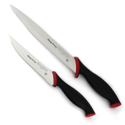 Cuchillos de cocina MAGEFESA ALVARO BARRIENTOS, Set 2 cuchillos CARNE, TRINCHADOR, Acero inoxidable de alta calidad, con mangos antideslizantes de fácil manejo.