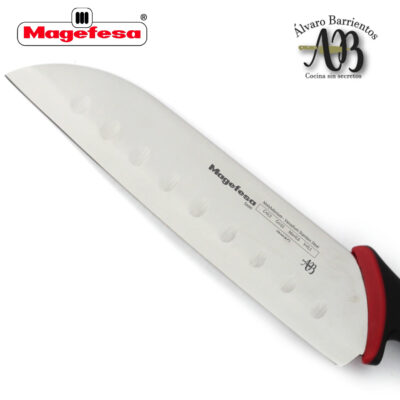 Cuchillos de cocina MAGEFESA ALVARO BARRIENTOS, Set 2 cuchillos CARNE, SANTOKU, Acero inoxidable de alta calidad, con mangos antideslizantes de fácil manejo.