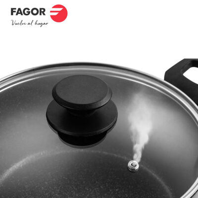 Olla Fagor Vivant con Antiadherente Doble Capa, Aluminio Forjado de 3 mm Espesor, Compatible con Toda tipo de Cocina, inducción, Fondo difusor de Acero Inoxidable. Apta lavavajillas