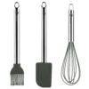 Set utensilios de cocina 3 piezas FAGOR MELIER espátula, pincel y batidor, fabricados en acero inoxidable de alta calidad