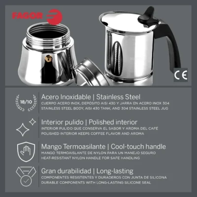 FAGOR+COOKWARE+CAFETERA+ETNICA+ACERO+INOXIDABLE 1