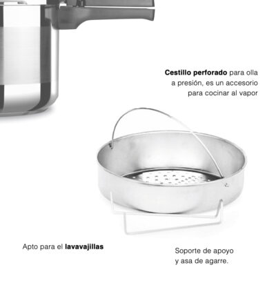 Olla a presión ALZA TITAN PLUS 4 + 6 L + Tapa de cristal + cestillo - Imagen 5