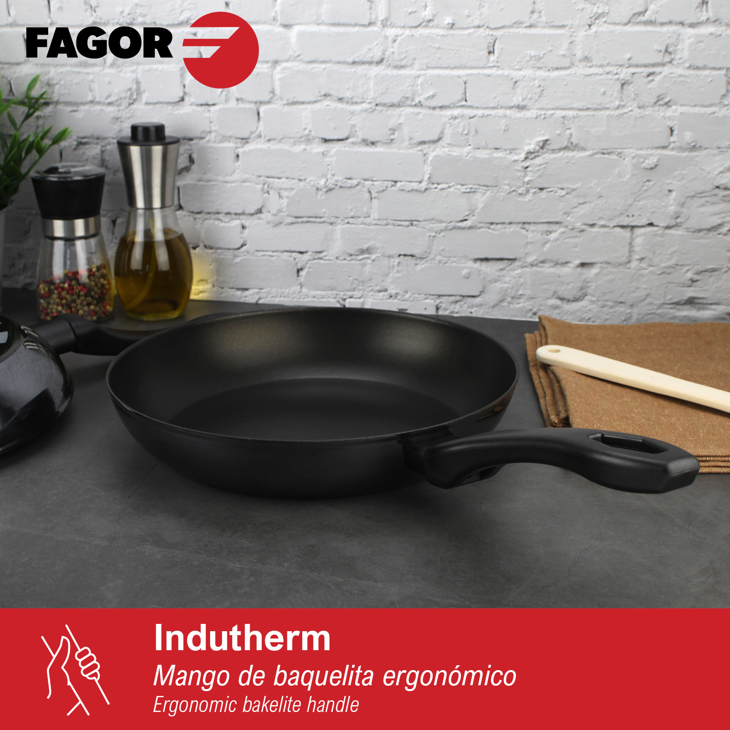 Fagor Inoxtherm Sartén Inducción 20 cm, Acero Inoxidable, Antiadherente  Ecológico Titanio QUANTANIUM sin PFOA, Fondo Difusor