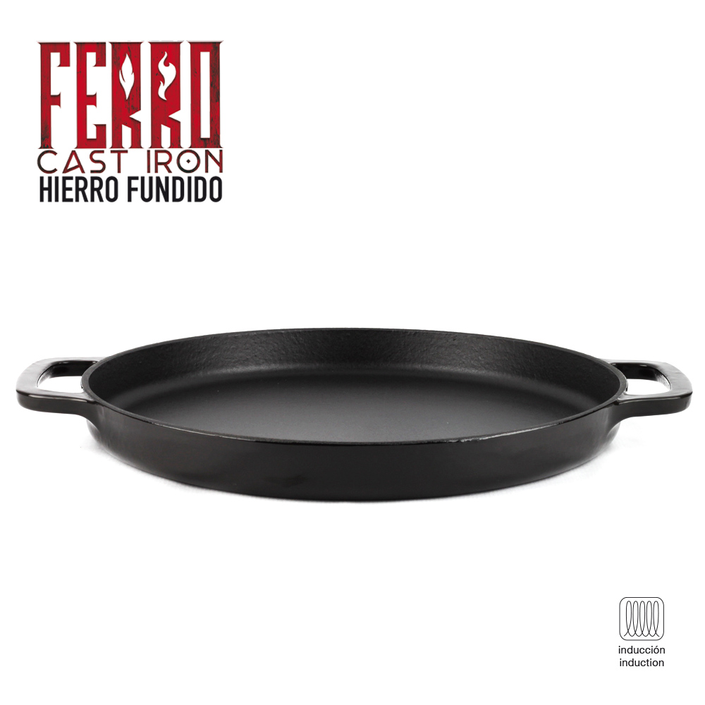 MGF ® Ferro by Sergi Arola paellera de 30 cm negra, fabricada en hierro  fundido, apta para todo tipo de cocinas, lavavajillas y horno, incluido  inducción, optimo ahorro de energía y fácil
