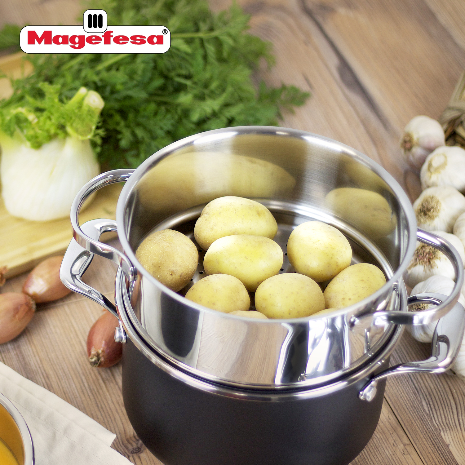 Magefesa® Prisma - Juego de utensilios de cocina de 13 piezas, sartenes y  ollas, antiadherentes, fabricados en acero inoxidable duradero y  resistente