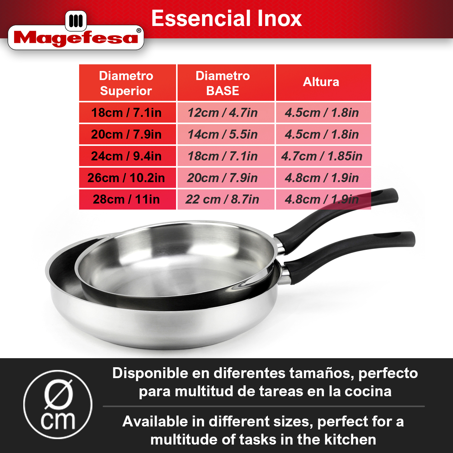 ▷ Chollo Flash: Pack de 2 sartenes Magefesa Essencial Inox de 24 y 28 cm  por sólo 17,46€ y envío gratis con cupón de bienvenida (-55%)