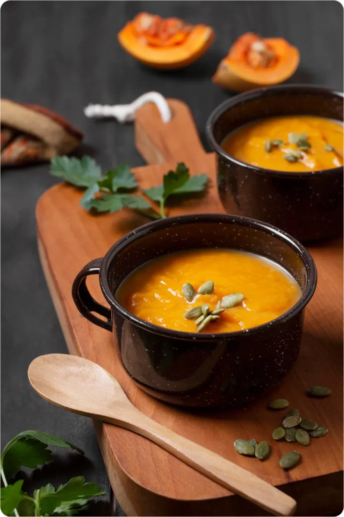 sopa de calabaza asada para Halloween