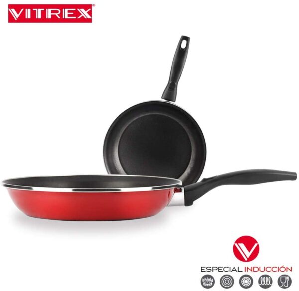 VITREX SARTEN Marseille. SartÁ©n Antiadherente Doble Capa, Acero vitrificado, Compatible con Todo Tipo de Fuego, Incluido inducción. Apta para lavavajillas. (SARTEN, 20 + 26)