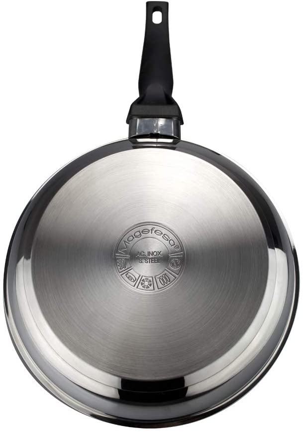 MAGEFESA COMTE SartÁ©n Antiadherente Triple Capa, Acero Inoxidable, INDUCCIÁ“N. Apta lavavajillas. Fondo INDUCCIÁ“N TOTAL "Full induction"
