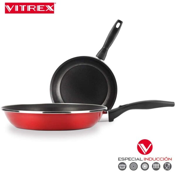 VITREX SARTEN Marseille. SartÁ©n Antiadherente Doble Capa, Acero vitrificado, Compatible con Todo Tipo de Fuego, Incluido inducción. Apta para lavavajillas. (SARTEN, 20 + 24)