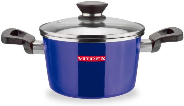 BATERIA VITREX MARSEILLE. BATERIA antiadherente doble capa, acero vitrificado, compatible con todo tipo de fuego, incluido inducción. Apta para lavavajillas (BATERIA AZUL, 8 PIEZAS)