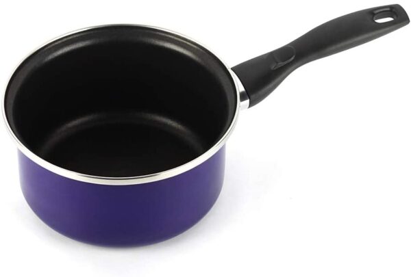 CAZO VITREX MARSEILLE. Cazo antiadherente doble capa, acero vitrificado, compatible con todo tipo de fuego, incluido inducción. Apta para lavavajillas. Mango ergonómico toque SOFT (CAZO AZUL, 16_cm)
