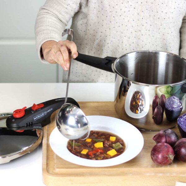 MAGEFESA QUALIX Olla a presión Super rápida de fácil Uso, Acero Inoxidable 18/10, Apta para Todo Tipo de cocinas, Incluido inducción. (6L)