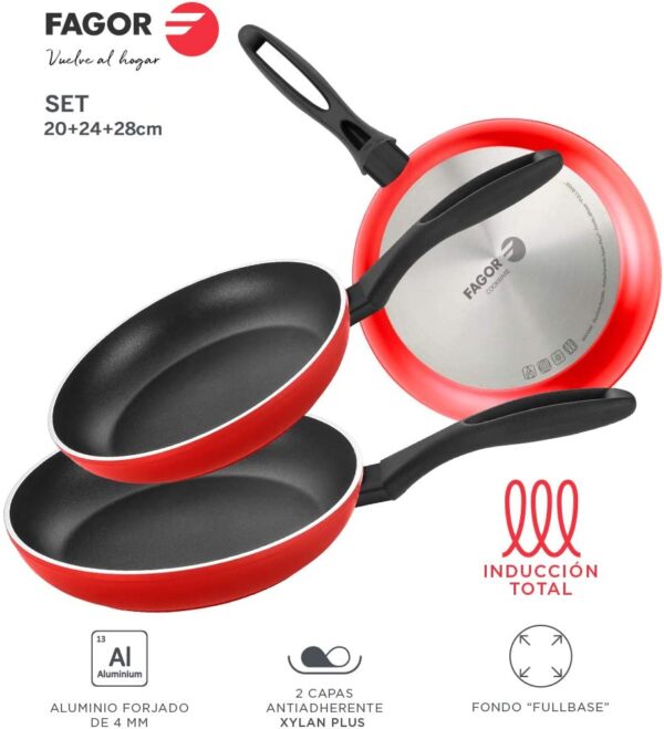set de SARTENES rojas fagor maxima