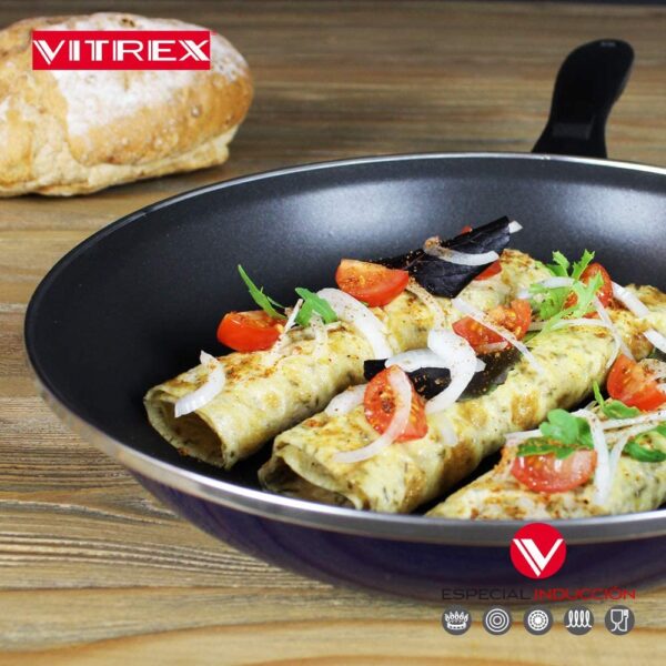 SARTEN VITREX MARSEILLE. SartÁ©n antiadherente doble capa, acero vitrificado, compatible con todo tipo de fuego, incluido inducción. Apta para lavavajillas. Mango ergonómico SARTEN AZUL, 28_cm)