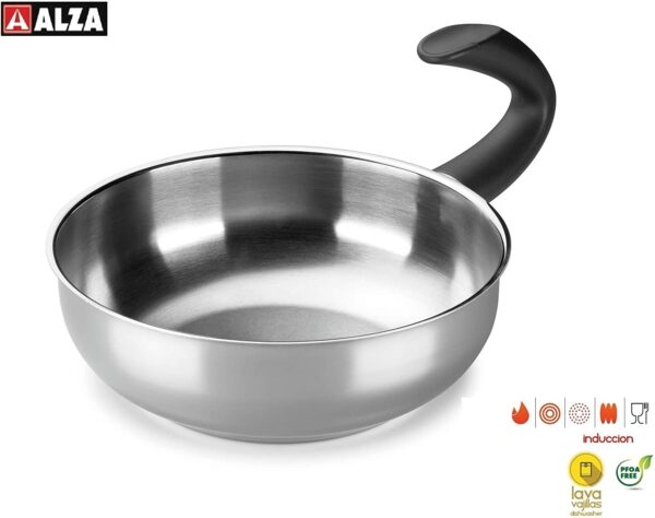 Wok ALZA. Wok Fabricado en Acero Inoxidable 18/10, Apta para Todo Tipo de Cocina, INDUCCIÁ“N. Fácil Limpieza. Apto para lavavajillas. Diseño novedoso mango G Zero