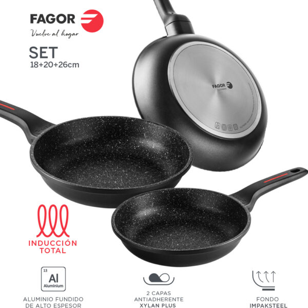 SET de SARTENES CON ANTIADHERENTE FAGOR ALUTHERM