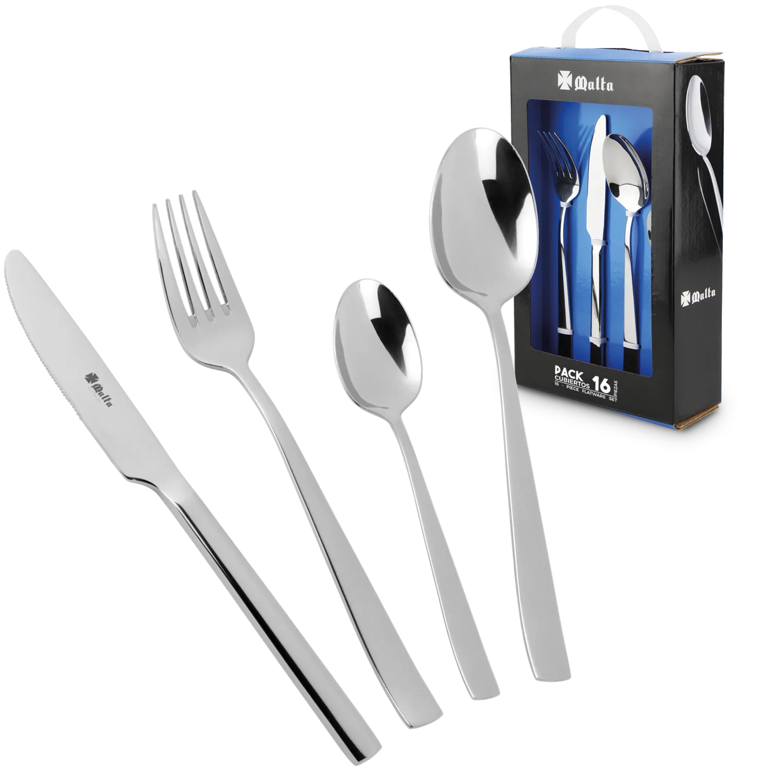 CUBERTERÍA DE 16 PIEZAS CRUZ DE MALTA