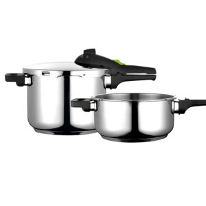 Olla a presión FAGOR RAPID XPRESS SÁºper rápida, Acero Inoxidable, Todo Tipo de cocinas, INDUCCION Fondo termo difusor IMPAKSTEEL Muy Resistente, 5 Sistemas de Seguridad, 2 Niveles de presión (4+6L)