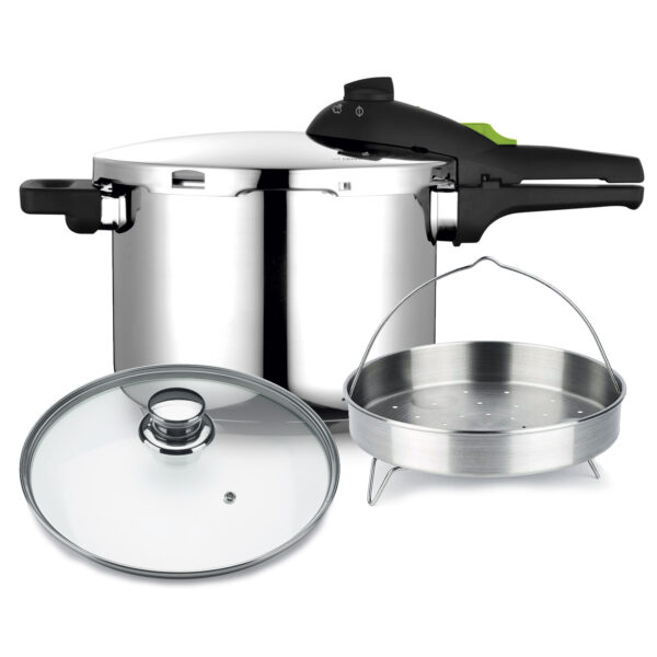 Olla presión SÁºper rápida FAGOR RAPID XPRESS COMPLET, Acero Inoxidable, Para todo Tipo de cocinas, Pack exclusivo Olla + Cestillo + Tapa