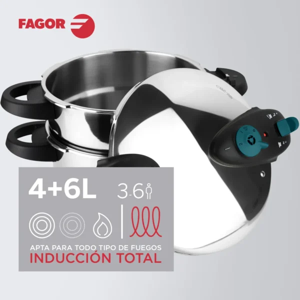 FAGOR+COOKWARE+OLLA+EXPRESS+FUTURE+ACERO+INOXIDABLE+IDUCCION+MEDIDA 1