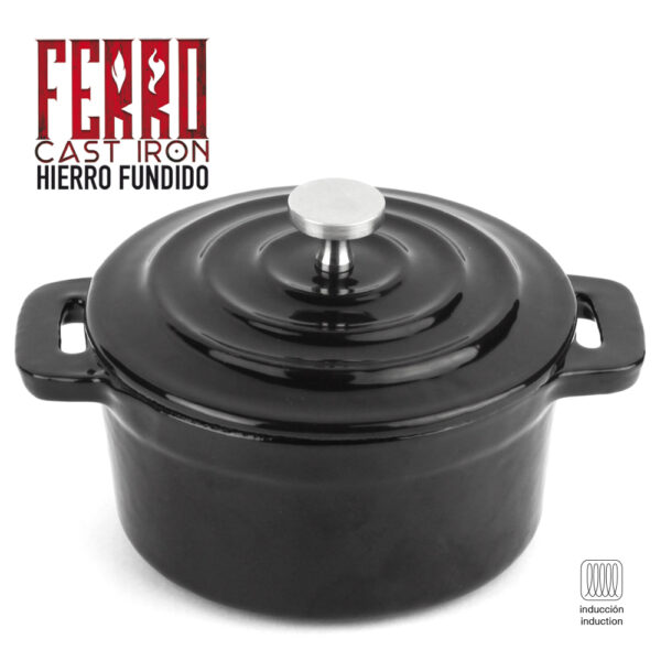 Olla de Hierro Fundido Ferro by Sergi AROLA, óptima retención y Reparto del Calor, Especial para INDUCCIÁ“N, Apto para Horno, Ahorro de energÁ­a, fácil Limpieza(1)