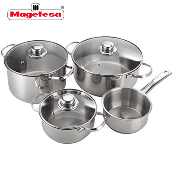 MAGEFESA DUX â€“ BaterÁ­a de cocina MAGEFESA DUX 7 piezas está Fabricada en Acero Inoxidable 18/10, Compatible con Todo Tipo de Fuego. Fácil Limpieza y Apta lavavajillas.