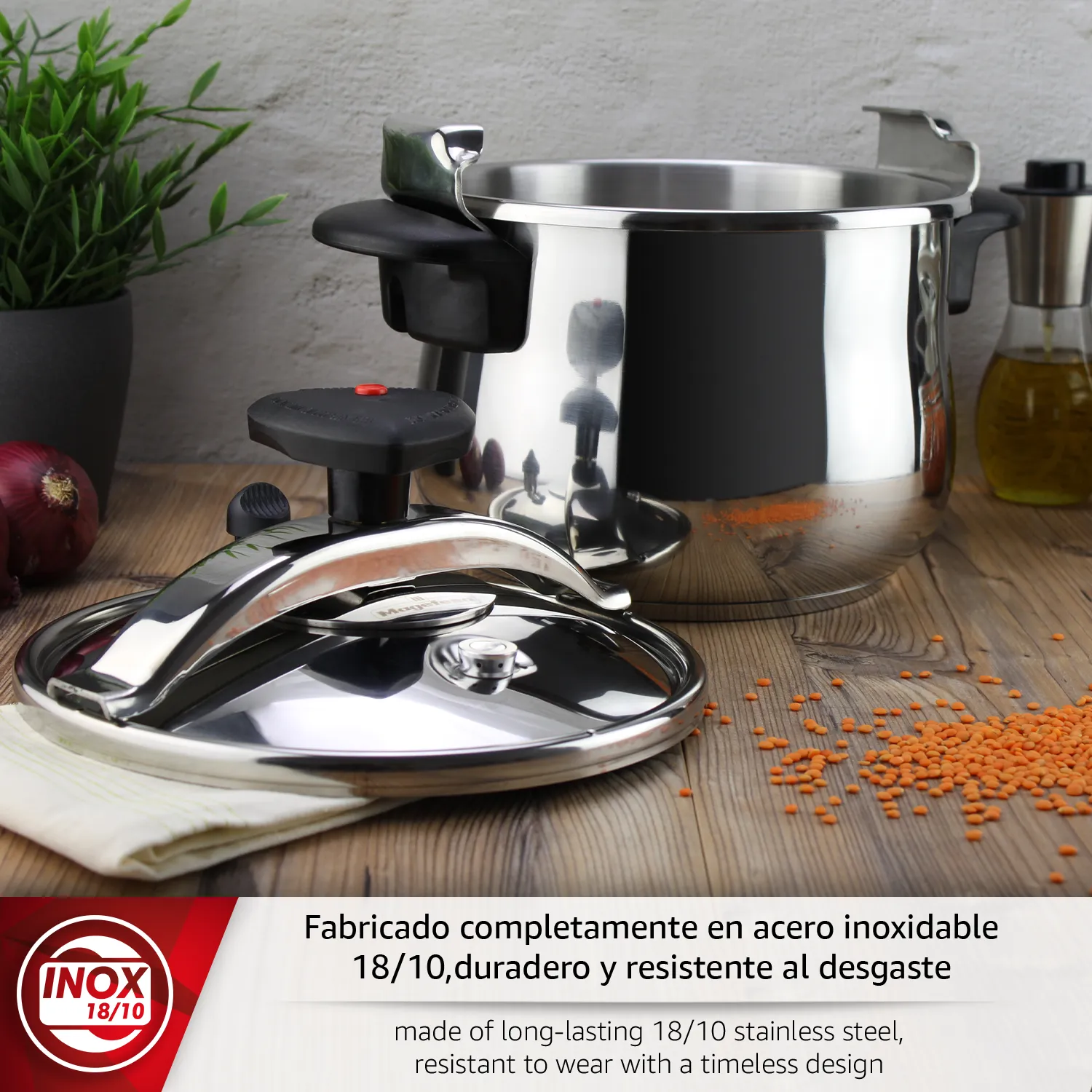 MAGEFESA OLLA EXPRESS STAR BOMBEADA TRADICIONAL ACERO INOXIDABLE