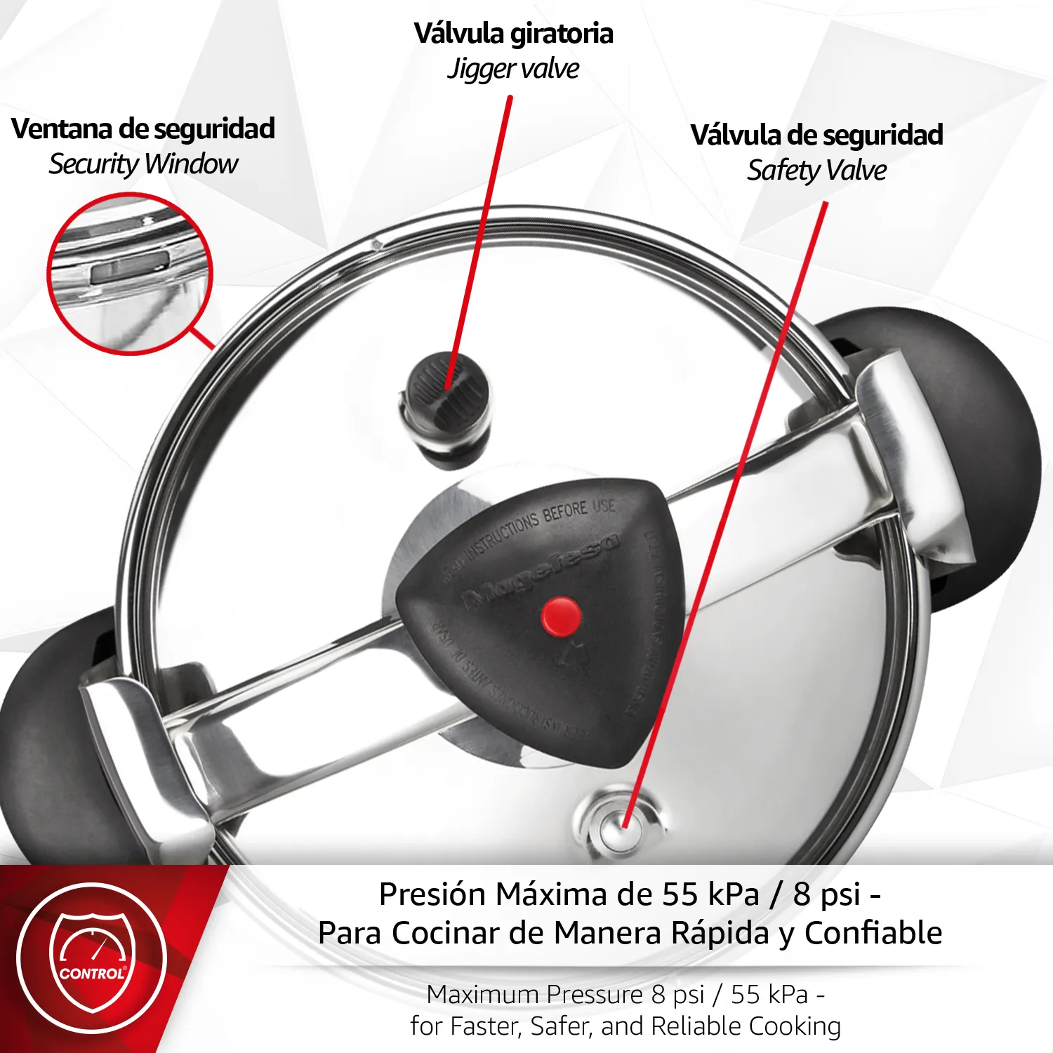 MAGEFESA OLLA EXPRESS STAR BOMBEADA TRADICIONAL ACERO INOXIDABLE