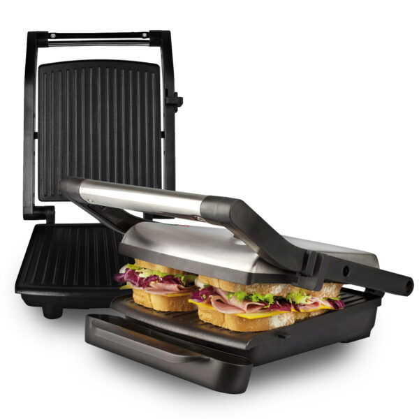 MAGEFESA Easy GRILL 2 placas de cocinado, antiadherente multicapa, selector de temperatura, indicador de encendido, 1400 W, todo tipo de cocinas sandwichs, paninis, parrilla electrica