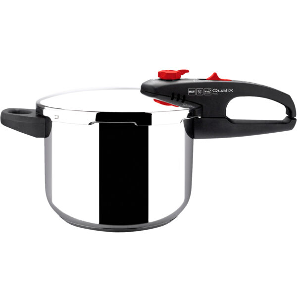 MAGEFESA QUALIX Olla a presión Super rápida de fácil Uso, Acero Inoxidable 18/10, Apta para Todo Tipo de cocinas, Incluido inducción.