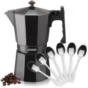 MAGEFESA+CAFETERA+COLOMBIA+NOIR+ALUMINIO+PORTADA 2 cucharillas moka