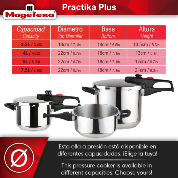 MAGEFESA+OLLA+EXPRESS+RAPIDA+PRACTIKA+PLUS+ACERO+INOXIDABLE 1