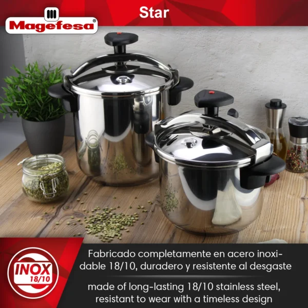 MAGEFESA+OLLA+EXPRESS+STAR+RECTA+TRADICIONAL+ACERO+INOXIDABLE 2