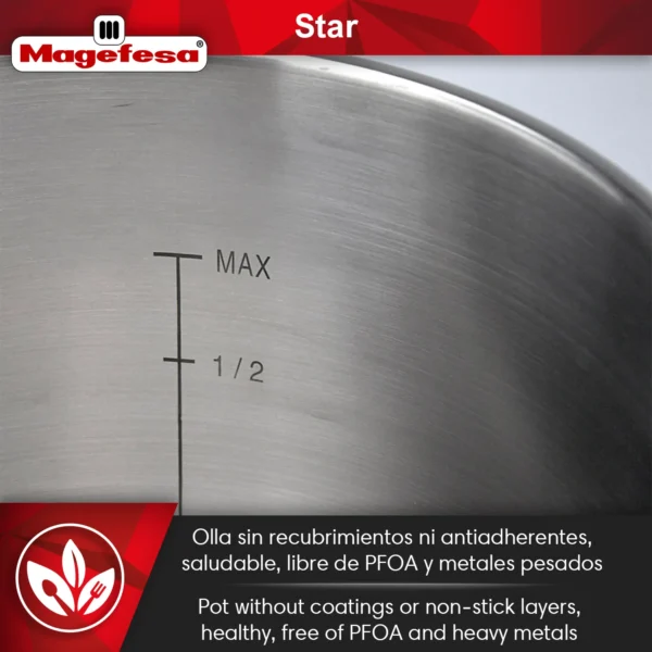 MAGEFESA+OLLA+EXPRESS+STAR+RECTA+TRADICIONAL+ACERO+INOXIDABLE 5