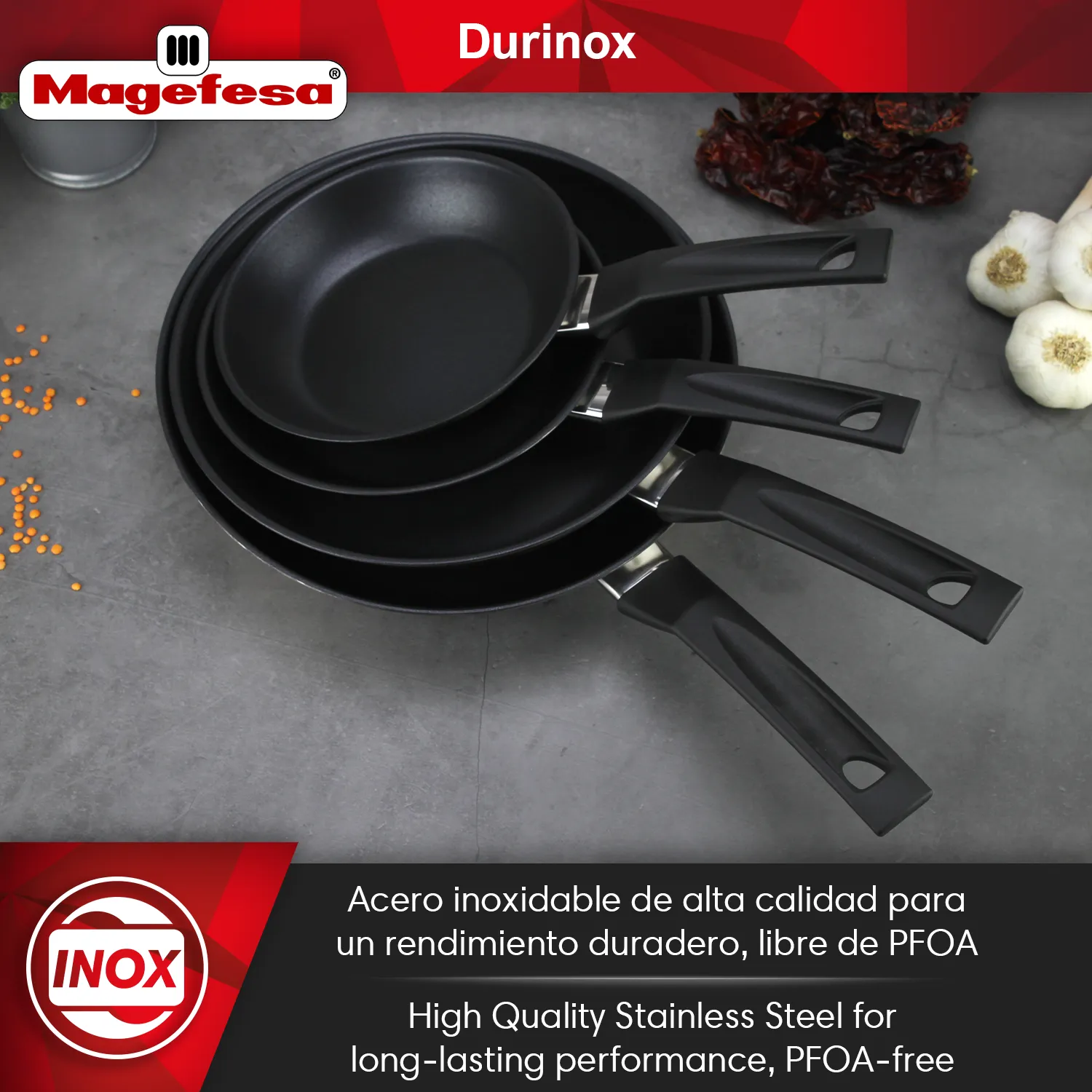MAGEFESA+set+SARTENES+DURINOX+ACERO+INOXIDABLE