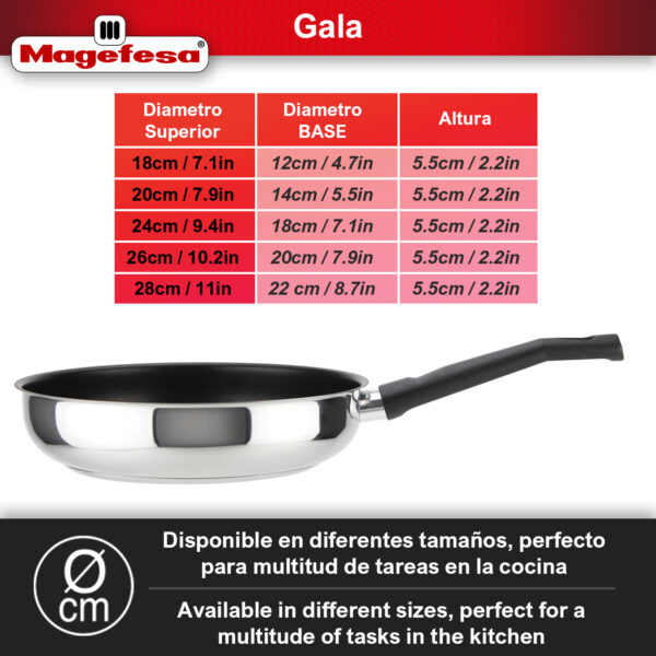 sarten profunda con antiadherente, de acero inoxidable, MAGEFESA DEEP GALAX &_GALAX 3
