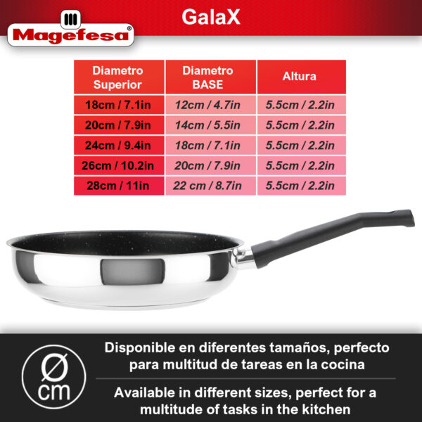 sarten profunda con antiadherente, de acero inoxidable, MAGEFESA DEEP GALAX