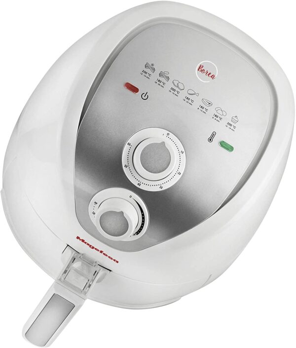 Magefesa Borea Freidora sin Aceite de Diseño Compactoï¼ŒFreidora de Aire Con Sistema de Circulación de Aire Rápido, Volumen: 3,2 L, 1500 W, Panel de Control Analógico Giratorio para Tiempo y Temperatura