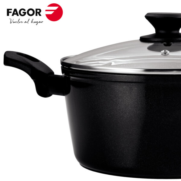 Olla Fagor Vivant con Antiadherente Doble Capa, Aluminio Forjado de 3 mm Espesor, Compatible con Toda tipo de Cocina, inducción, Fondo difusor de Acero Inoxidable. Apta lavavajillas