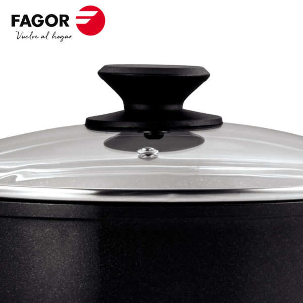 Olla Fagor Vivant con Antiadherente Doble Capa, Aluminio Forjado de 3 mm Espesor, Compatible con Toda tipo de Cocina, inducción, Fondo difusor de Acero Inoxidable. Apta lavavajillas