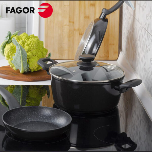 Olla Fagor Vivant con Antiadherente Doble Capa, Aluminio Forjado de 3 mm Espesor, Compatible con Toda tipo de Cocina, inducción, Fondo difusor de Acero Inoxidable. Apta lavavajillas