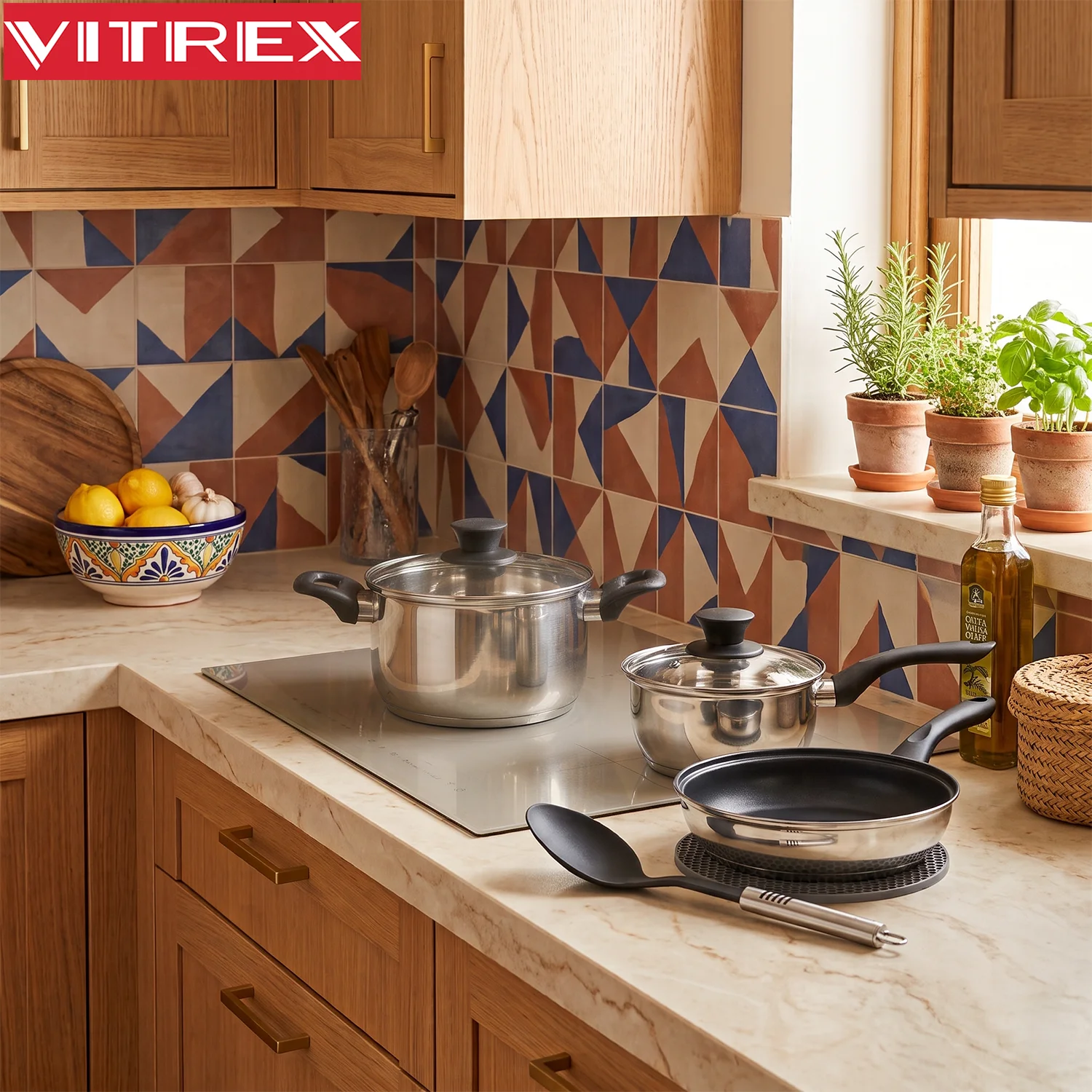 La batería vitrex max sobre una encimera de color blanco.