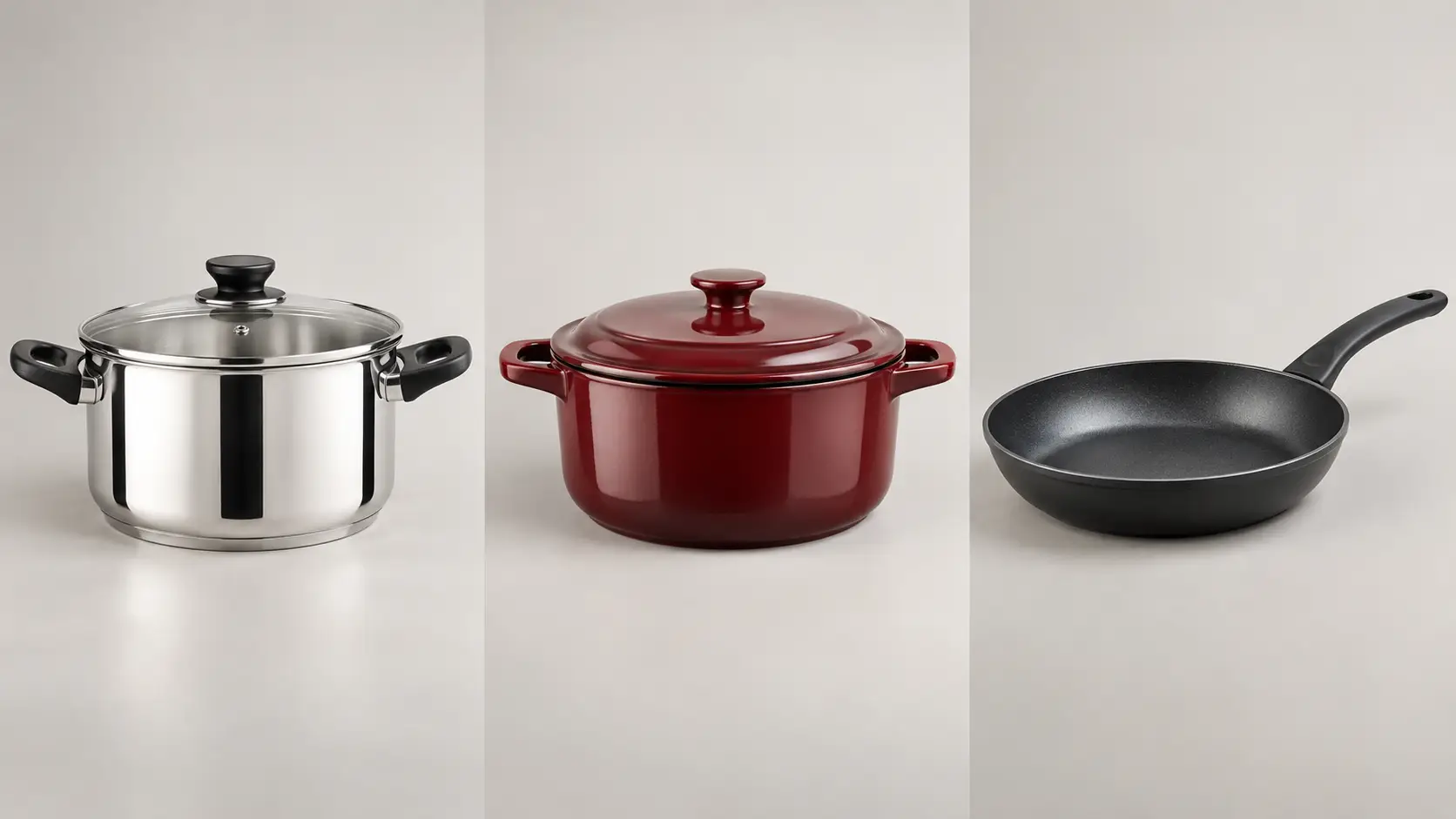 Comparativa de materiales de baterías de cocina: acero inoxidable, vitrificado y aluminio