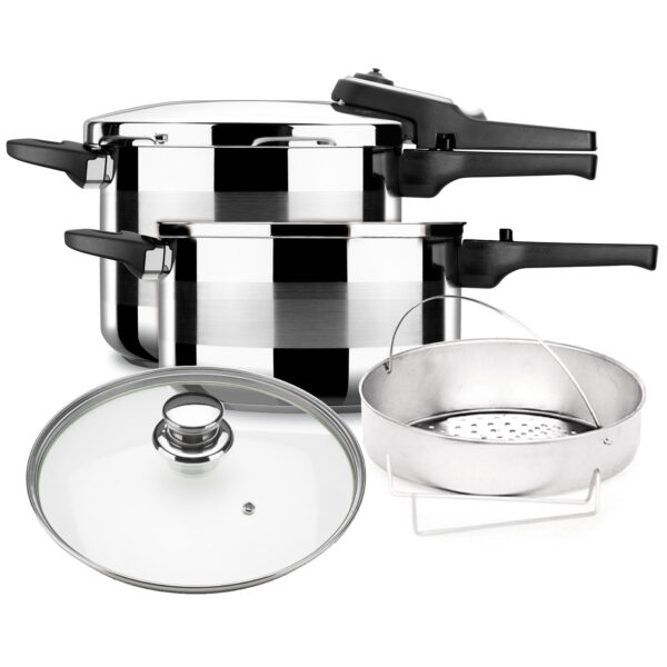 Olla a presión ALZA TITAN. Pack Exclusivo, Olla express acero Inoxidable + Tapa de cristal + cestillo perforado, apta para tipo de cocinas INDUCCIÓN. Fondo Termodifusor (4+6L) Haz clic para obtener una vista ampliada Olla a presión ALZA TITAN. Pack Exclusivo, Olla express acero Inoxidable + Tapa de cristal + cestillo perforado, apta para tipo de cocinas INDUCCIÁ“N. Fondo Termodifusor (4+6L)